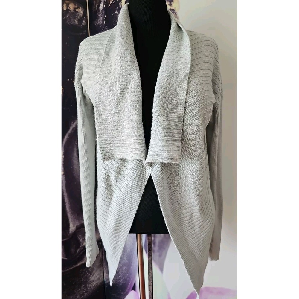 Banana Republic Gray Sweater Long Size Medium Womens Cardigan Waterfall Ribbed